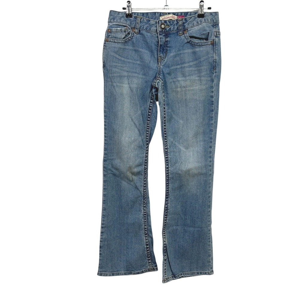 Y2K Low Rise Skinny Flare Jeans 5/6 Blue Stretch‎ Distressed Bootcut 2000s Denim